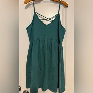 Green spaghetti strap dress